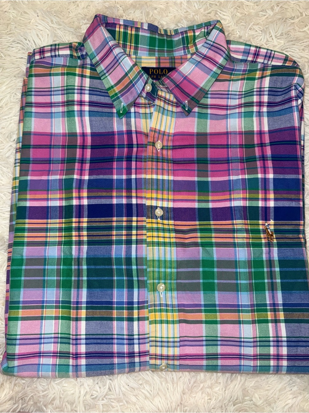 Ralph Lauren Multicolor Pink Green Blue Plaid Button-Down Shirt